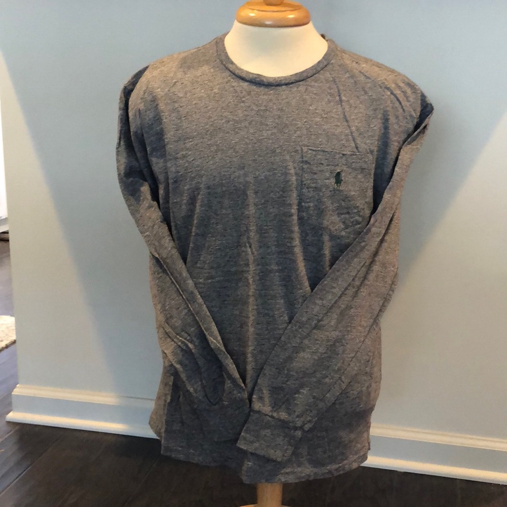 Mens Ralph Lauren Polo Long Sleeve T-Shirt Size L Gray 100% Cotton.